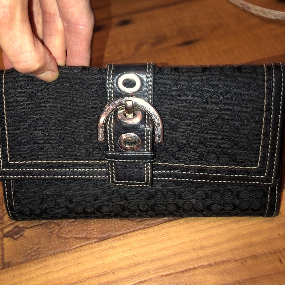 Coach black monogram women's wallet